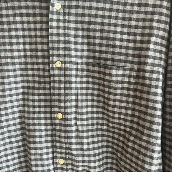 H&M Men’s Grey Checkered Oxford Cotton  Button Down Collared Shirt - Picture 4 of 13